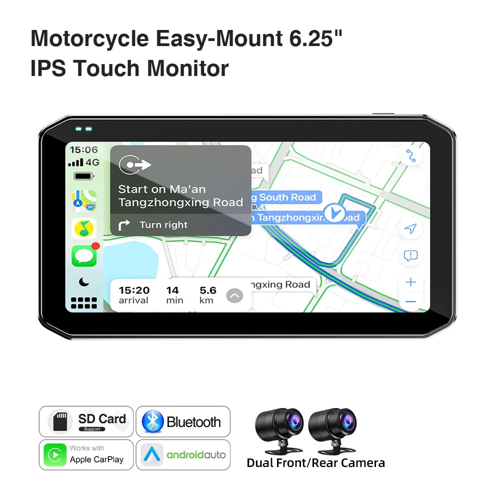 Motorcycle Recorder CarPlay Android Auto 6.25Inch &ndash; Remote DVR / 128G