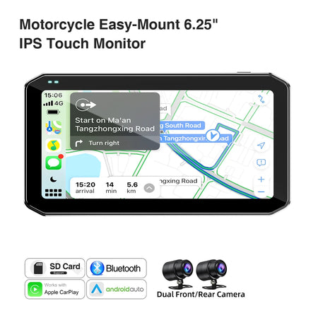 Motorcycle Recorder CarPlay Android Auto 6.25Inch &ndash; Remote DVR / 128G