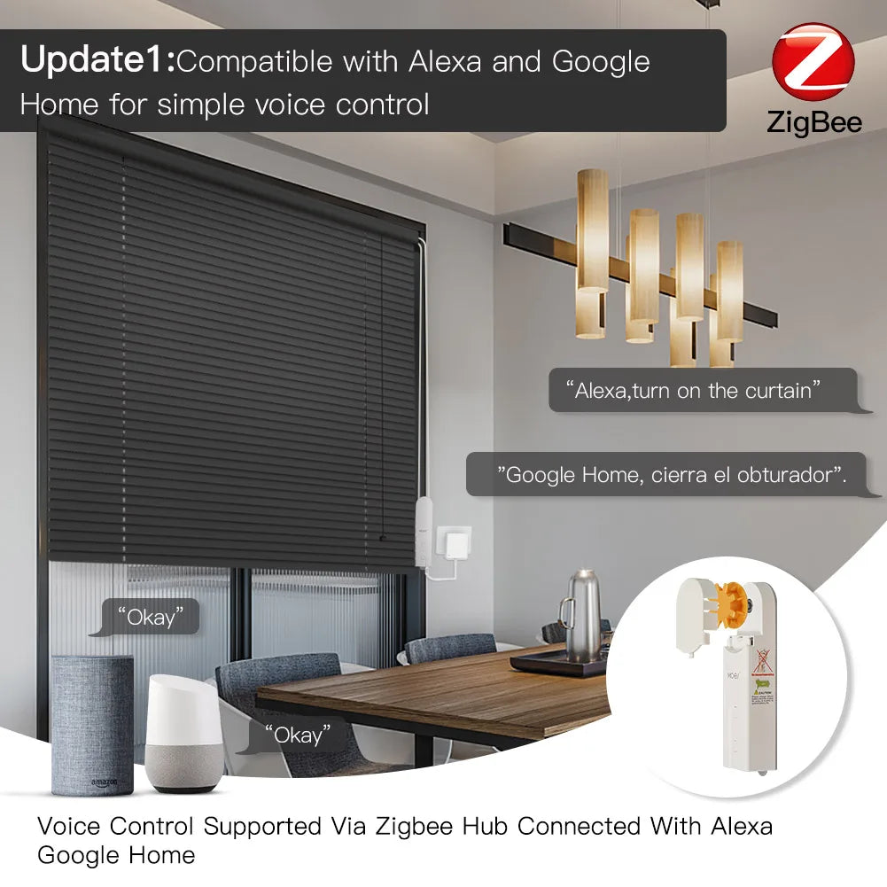 MOES ZigBee Smart Motorized Roller Blinds Drive Hub with Voice Control