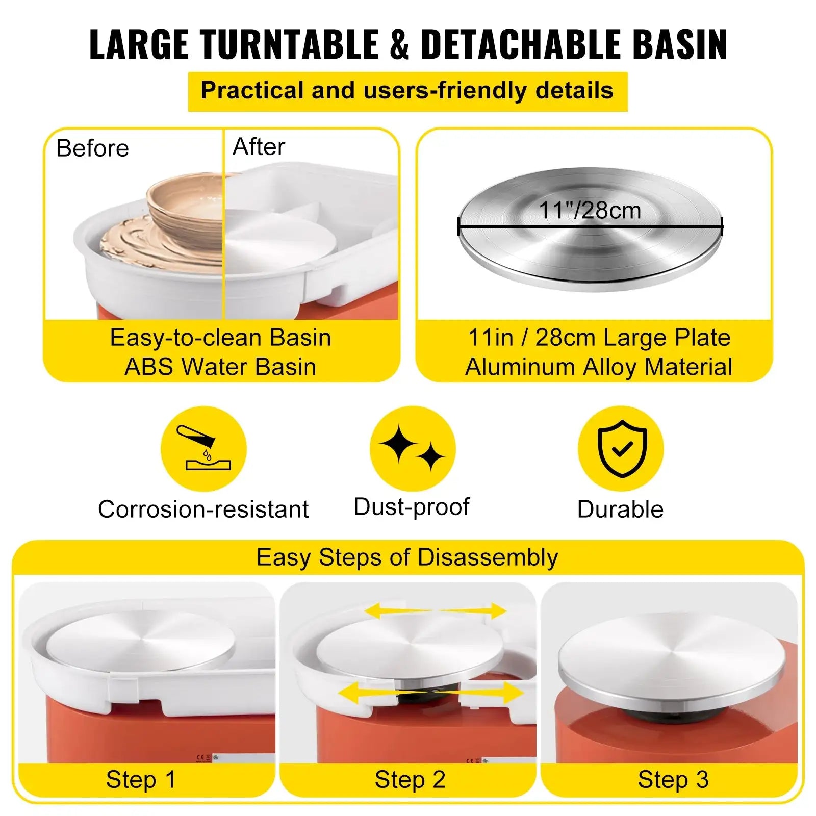 Electric Pottery Wheel Machine &ndash; Compact 28cm 350W