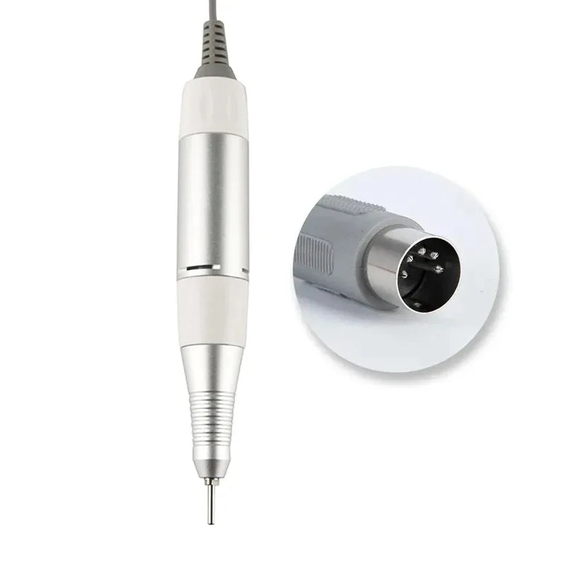 Electric Nail Drill Pen Handle &ndash; Multi Hole Compatibility Silver White
