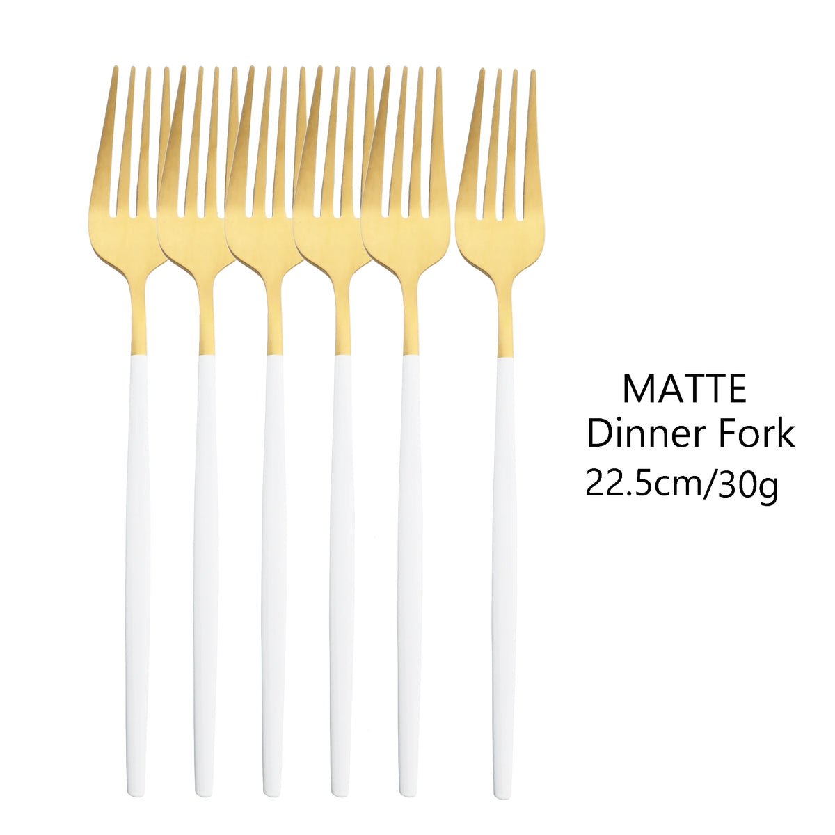 KNGZI 6Pcs Matte Stainless Steel Dinner Fork Set &ndash; Eco-Friendly Design White Gold