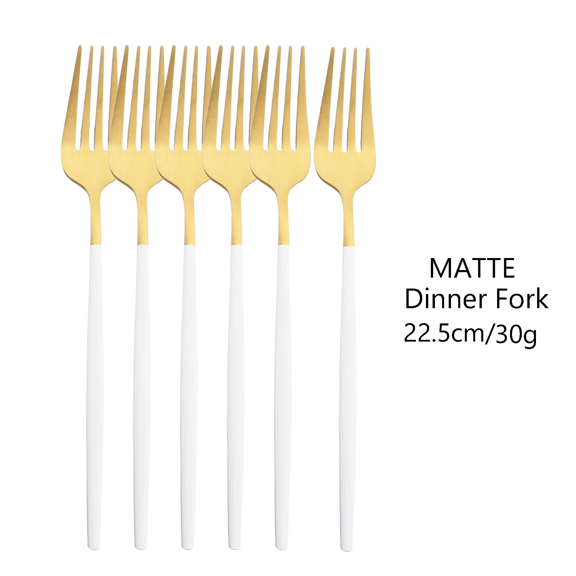 KNGZI 6Pcs Matte Stainless Steel Dinner Fork Set &ndash; Eco-Friendly Design White Gold