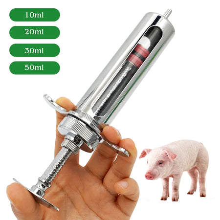 Animal Syringe Stainless Steel Reusable &ndash; Durable Locking