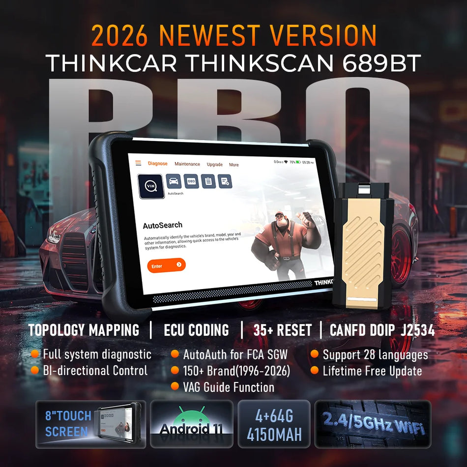 ThinkCar 689BT Pro OBD2 Tarayıcı Tüm Sistemler ve Anahtar Programlama için