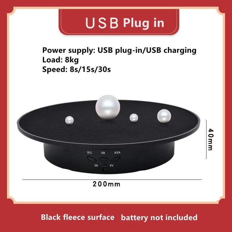 360-Degree Electric Swivelling Display Turntable with 3 Speed Settings Black fleece surface / CHINA