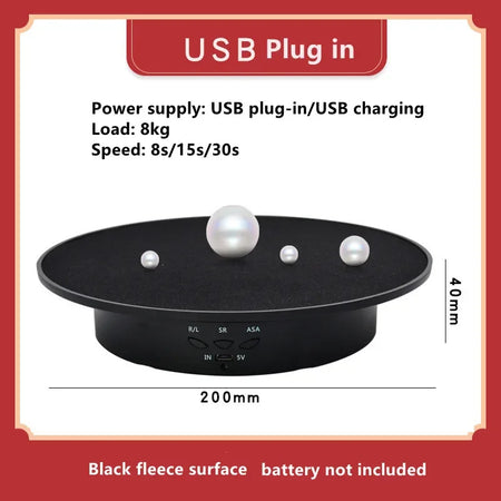 360-Degree Electric Swivelling Display Turntable with 3 Speed Settings Black fleece surface / CHINA
