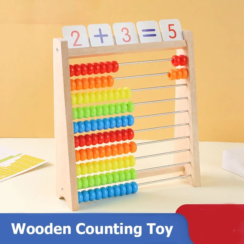 Wooden Counting Toy &ndash; Montessori Rainbow Bead Abacus