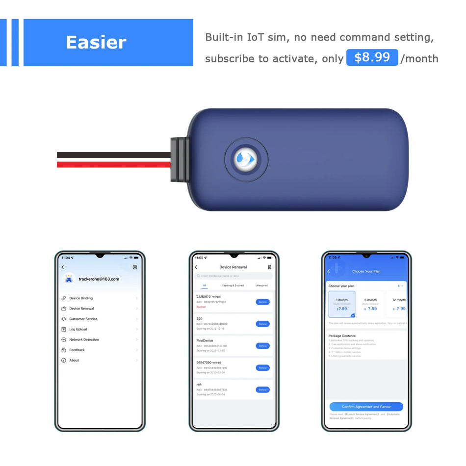 Wanwaytech TrackerOne Motocyklový GPS Tracker Skutečné Čas 2G Sledování