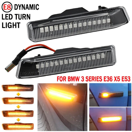 2pcs Flowing Dynamic LED Turn Signal Lights Side Marker Indicator Blinker For BMW X5 E53 1999-2006 E36 63132492179 63137164491 by InterCyprus Trading Ltd