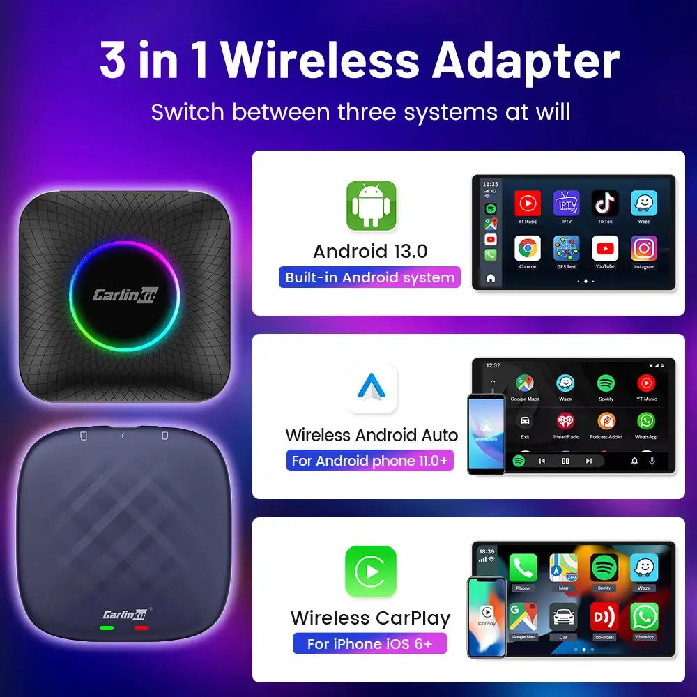 Carlinkit CarPlay AI TV Box Plus Android 13 128GB 4G LTE