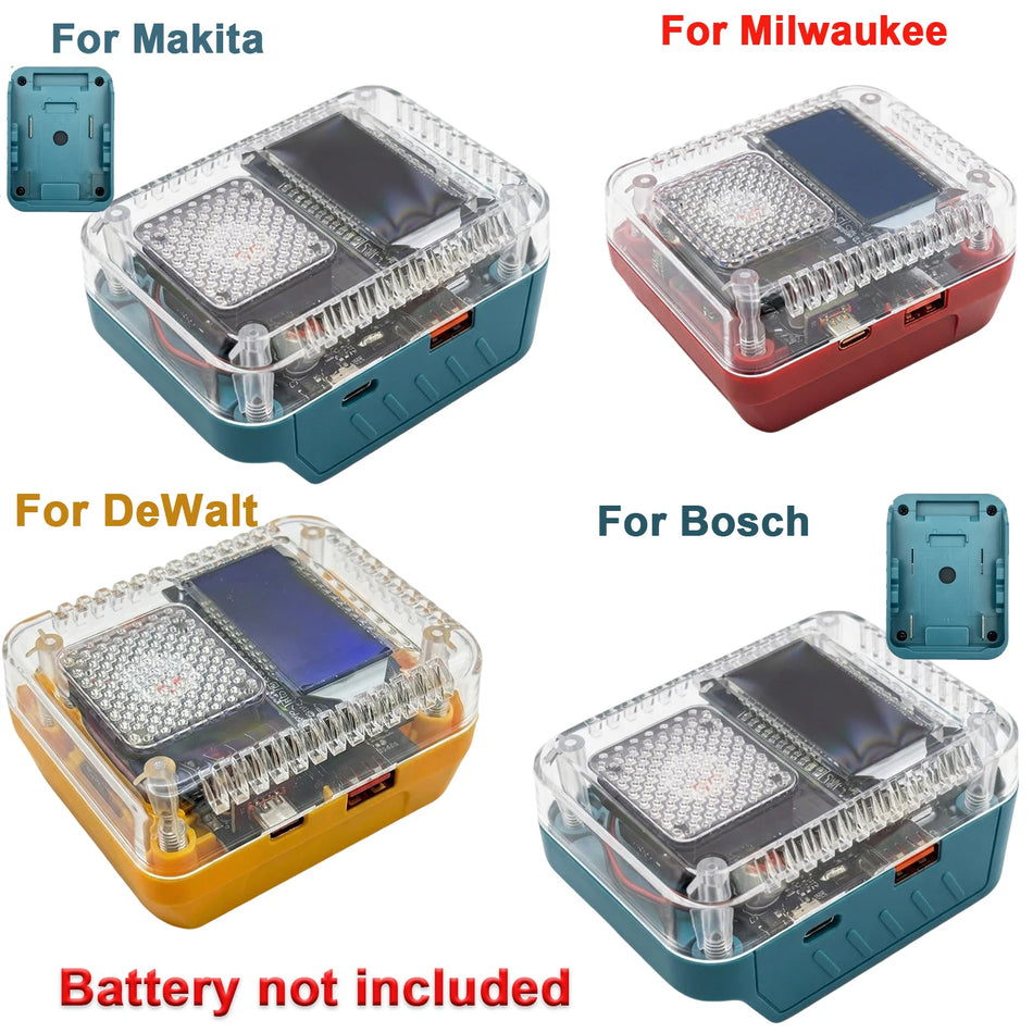 Adaptador de Bateria 140W com Carregamento USB Tipo C e Ecrã LED para Ferramentas
