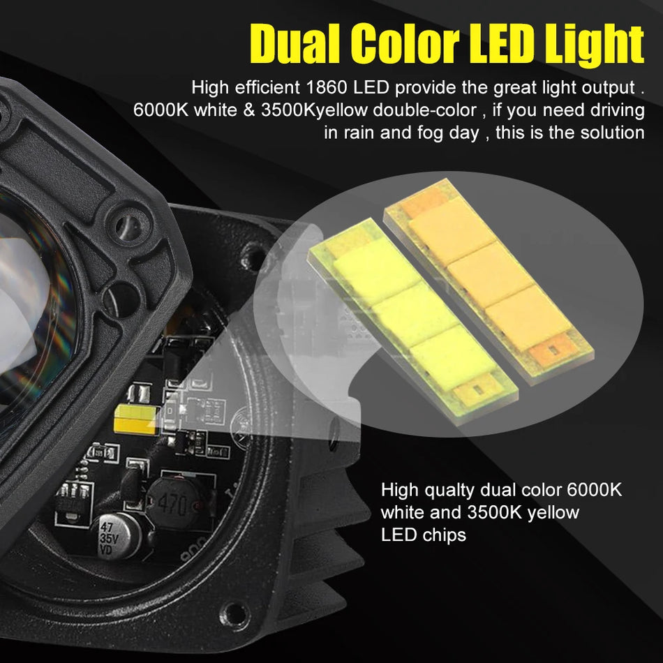 DRL Lights With LED Lens For Jeep Wrangler 12V/24V Dual-Color 6000K White 3500K Beam For Enhanced Road Visibility