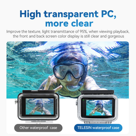 TELESIN 45M Waterproof Case for DJI OSMO Action 3/4/5 Pro - Underwater Camera Housing