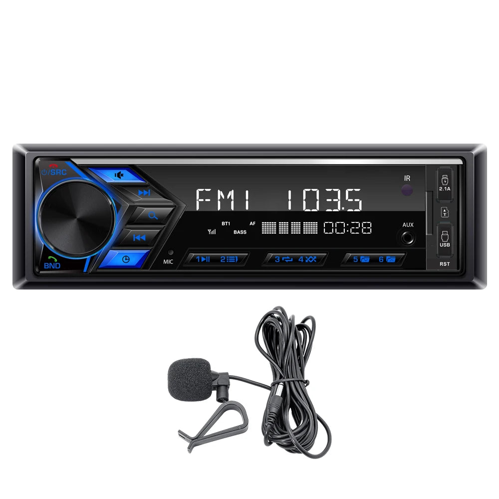 AKAMATE 1DIN Car Radio &ndash; Bluetooth MP3 USB TF Card Charging MP3 MIC