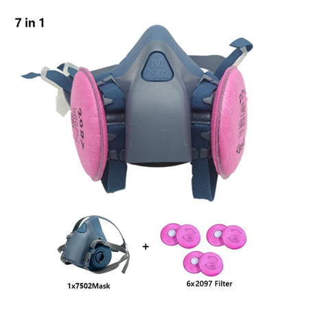 7502 Silicone Respirator Gas Mask Set &ndash; Goggles Included 7in1-2097
