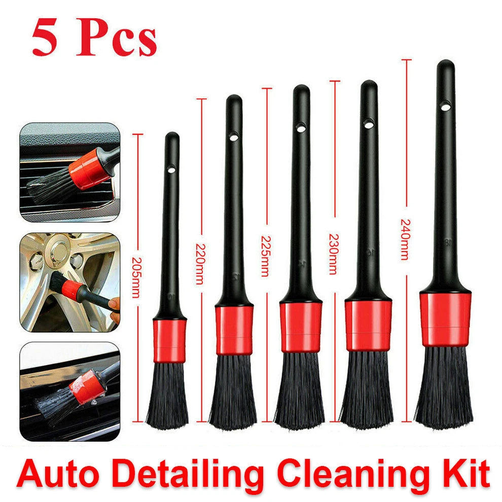 5Pcs Car Cleaning Brush Kit &ndash; Scratch Free Long Bristles 5pcs