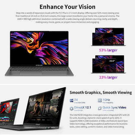 Teclast F17 Plus 17.3 Inch Laptop Intel N150 16GB 512GB SSD