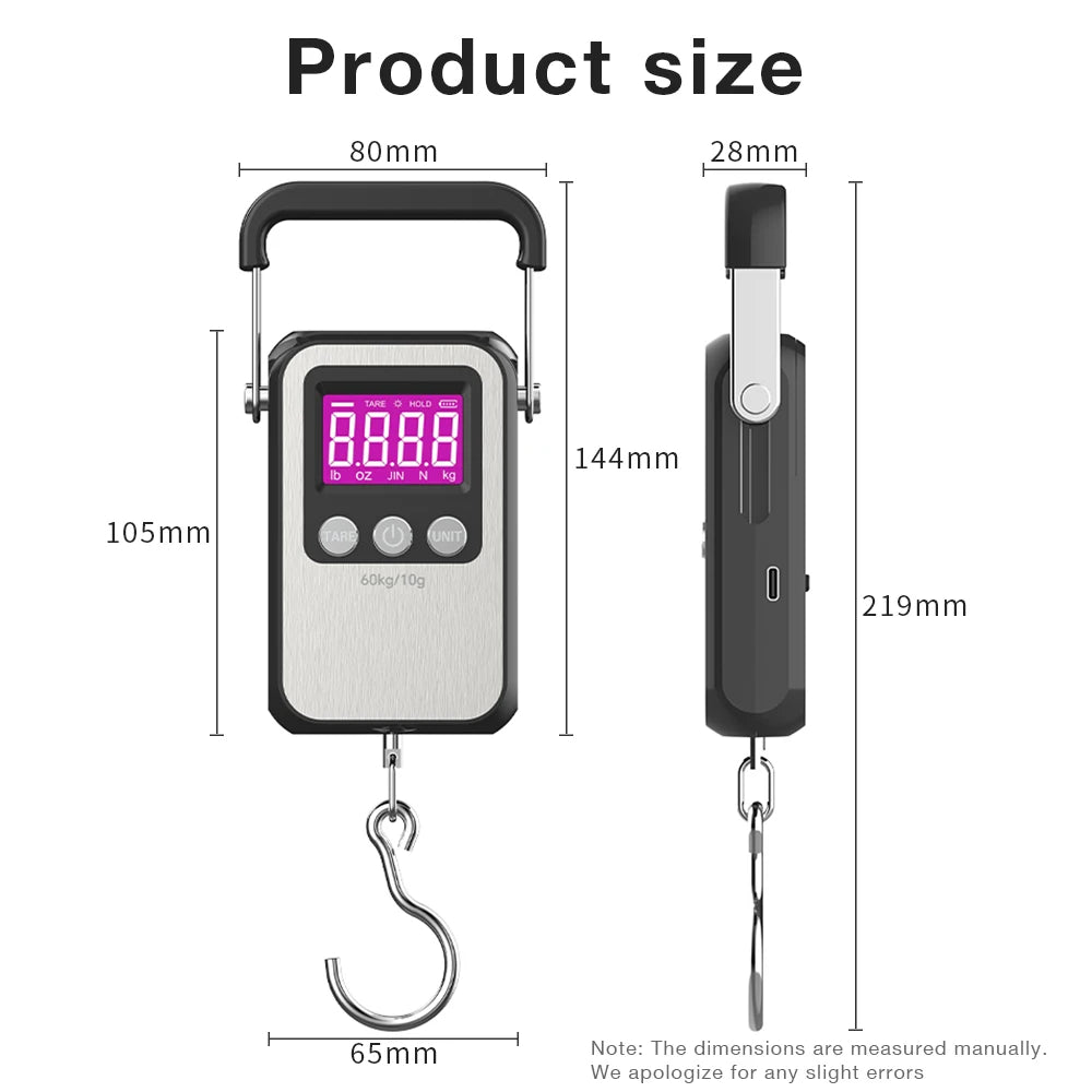 JUANJUAN Hanging Scale &ndash; 60kg Capacity LCD Display