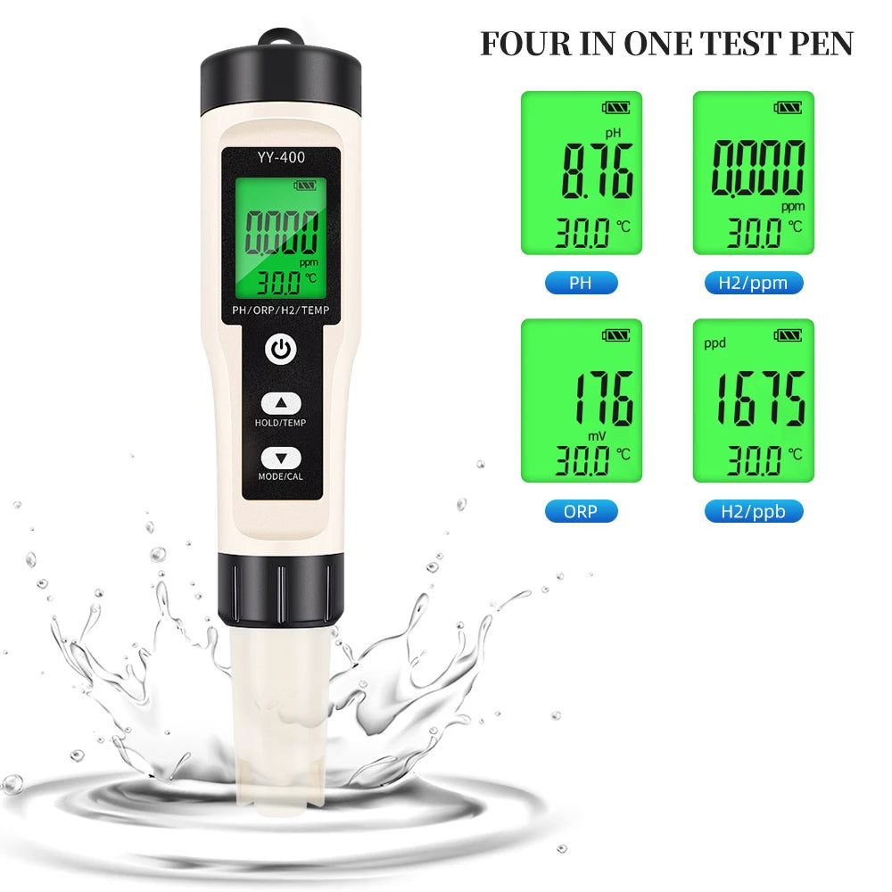 4/3/2 In 1 PH ORP H2 Meter Portable Pen &ndash; Water Purity Test 4 in 1