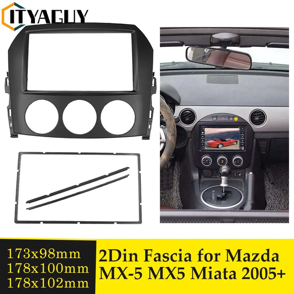 Dash Kit for Mazda MX-5 Miata 2005+ 2-Din Car Stereo Frame ABS Plastic Fits Aftermarket Radios