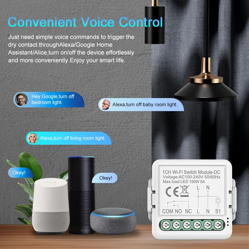 Smart Dry Contact WiFi &amp; Zigbee Switch Module - Alexa &amp; Google Home Compatible