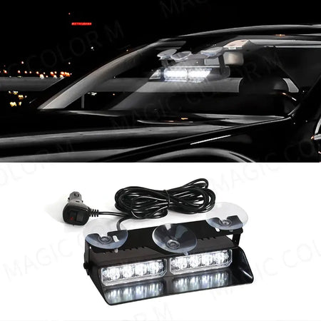 LED Car Strobe Light For Emergency Flash Warning Lamp Windshield Bar 8 Beads Red Blue Amber White Waterproof Auto Light Assembly by InterCyprus Trading Ltd