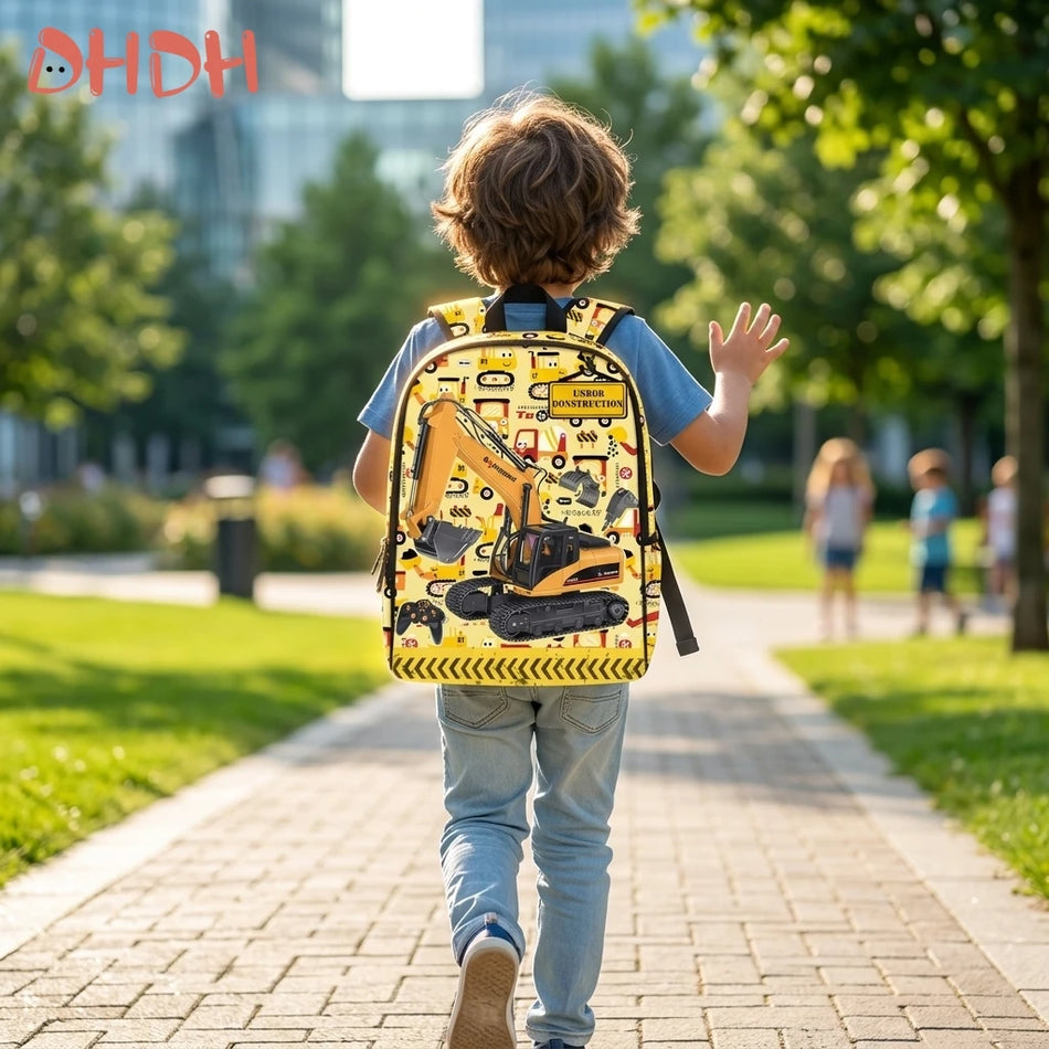Sac à dos pour enfants avec imprimé de tracteur agricole, ensemble de 2 pièces en nylon, qualité premium