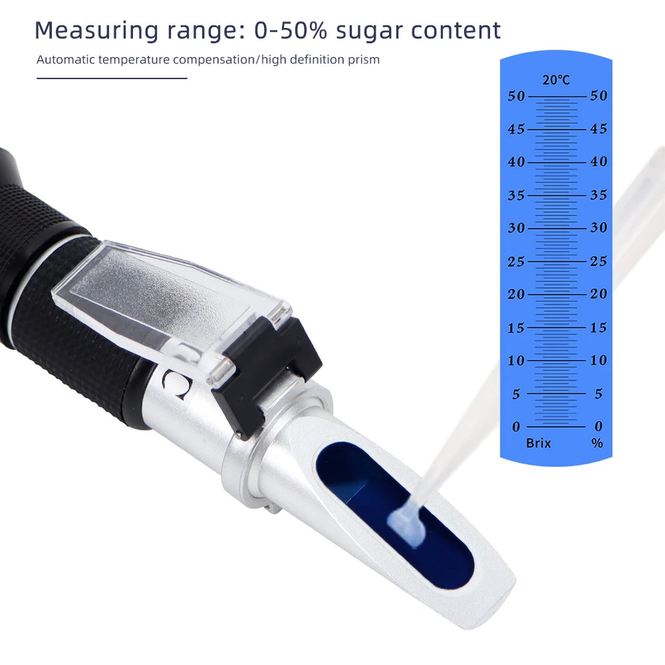 Handheld Sugar Refractometer 0 To 50 Brix &ndash; ATC Auto Temp