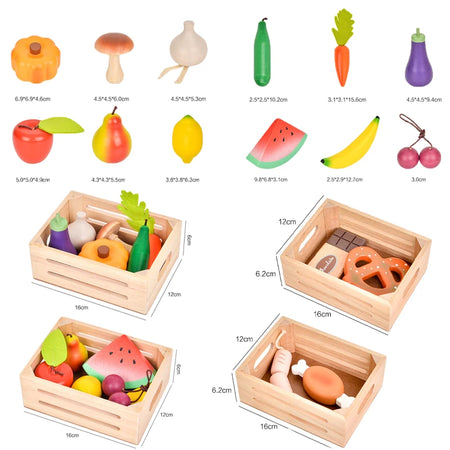 ATS30268 - Educational Wooden Kitchen Pretend Play Food Set