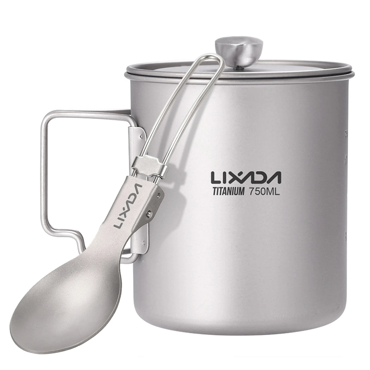 Lixada Titanium Coffee Cup Mug &ndash; Ultra Lightweight Cup Spoon