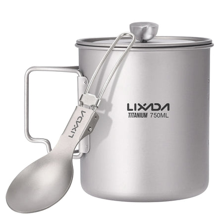 Lixada Titanium Coffee Cup Mug &ndash; Ultra Lightweight Cup Spoon