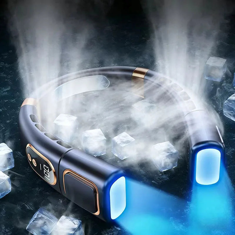 Nešiojamas pakabinamas kaklo ventiliatorius su USB LED ekranu, be lapų mini