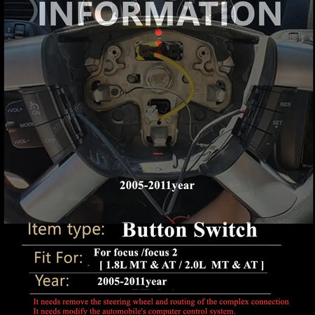 Cruise Control Switch Multifunction Steering Wheel Button For Ford Focus 2 2005-2007 2008 2009 2010 2011 by InterCyprus Trading Ltd