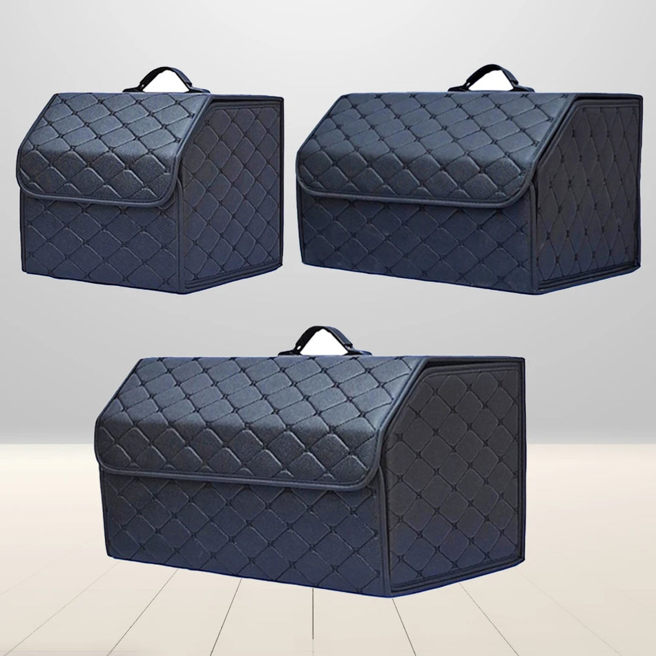 Car Trunk Organizer Box Capacity PU Leather Folding Storage for Tools