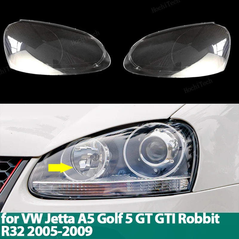 Caurs PP priekšējo lukturu lēcas vāki VW Golf 5 MK5 Jetta A5 GTI R32