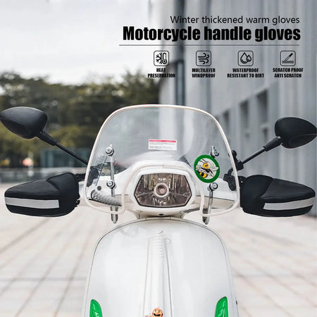 Motorcycle Thick Warm Handlebar Muff Waterproof Scooter Grip Handle Bar Muff Winter Protective Warmer Thermal Cover Gloves by InterCyprus Trading Ltd