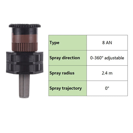 360&deg; Adjustable Popup Watering Sprinkler Nozzle for Efficient Garden Irrigation 8AN With Connector