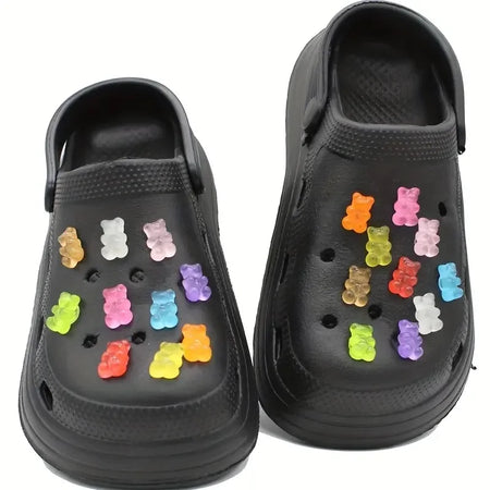 Glow-in-the-Dark Cute Bear Shoe Charms - 10/20 Pack DIY Accessories for Clogs B-20pcs