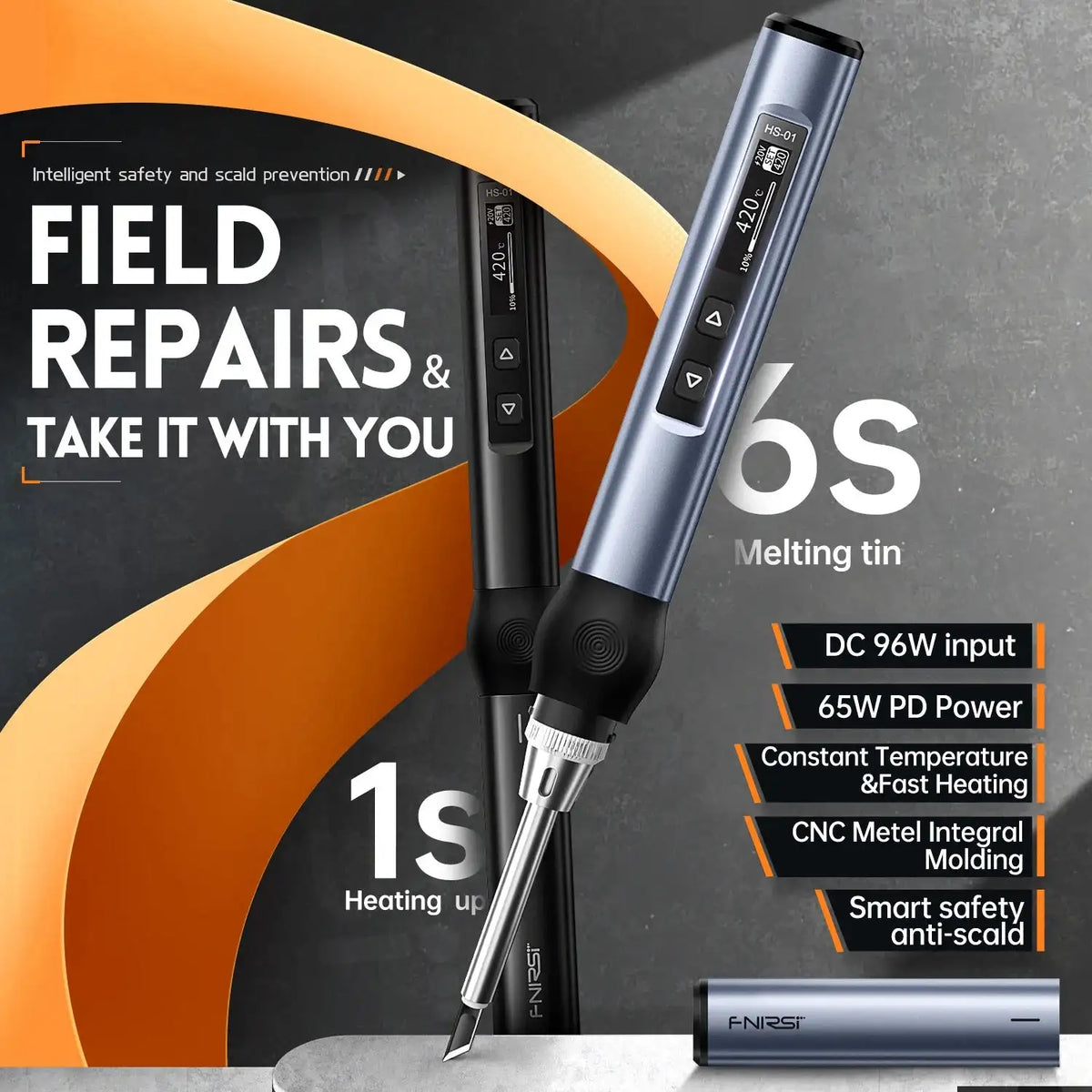 FNIRSI HS-01 Soldering Iron 24V PD 80-420 C Adjustable