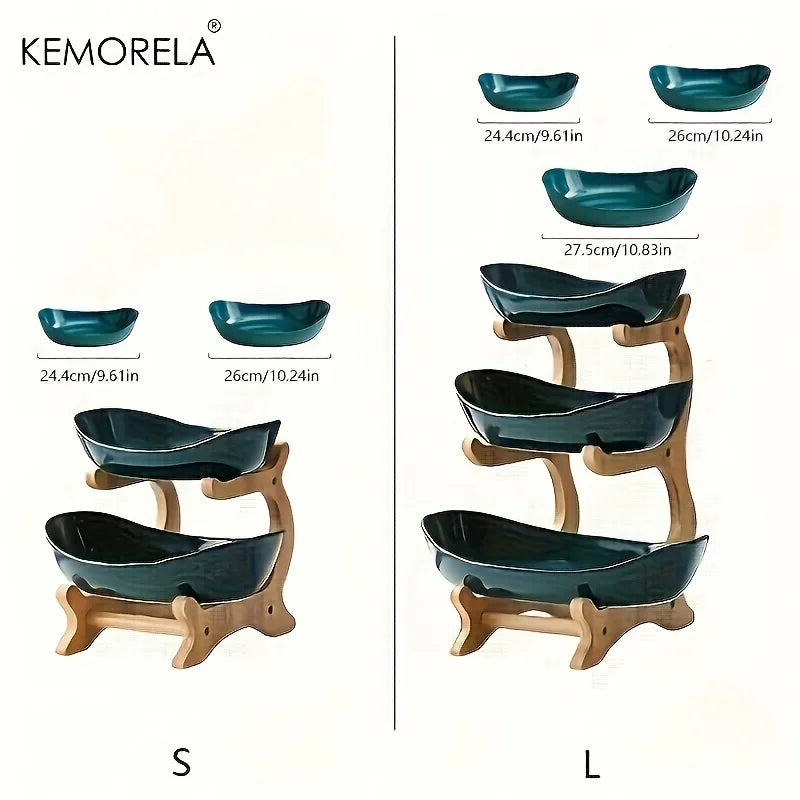 Double Three Layer Modern Wooden Fruit Plate &ndash; Space Saving