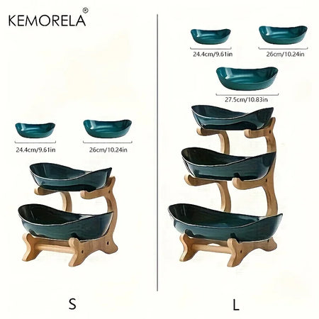 Double Three Layer Modern Wooden Fruit Plate &ndash; Space Saving