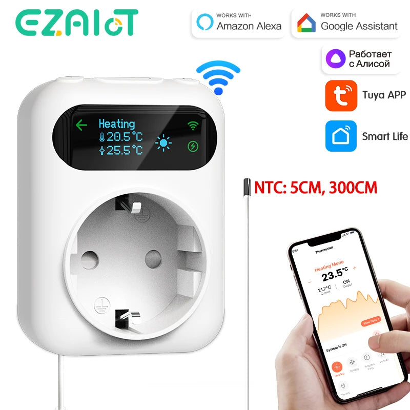 WiFi Tuya Socket Thermostat Plug 220V &ndash; Remote Temp Control