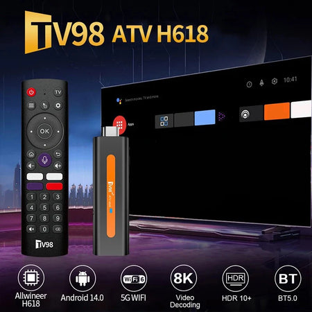 CLIBABIQBOX TV98 ATV H618 Smart TV Stick - 8K Android Media Player with Dual WiFi &amp; Bluetooth 5.0