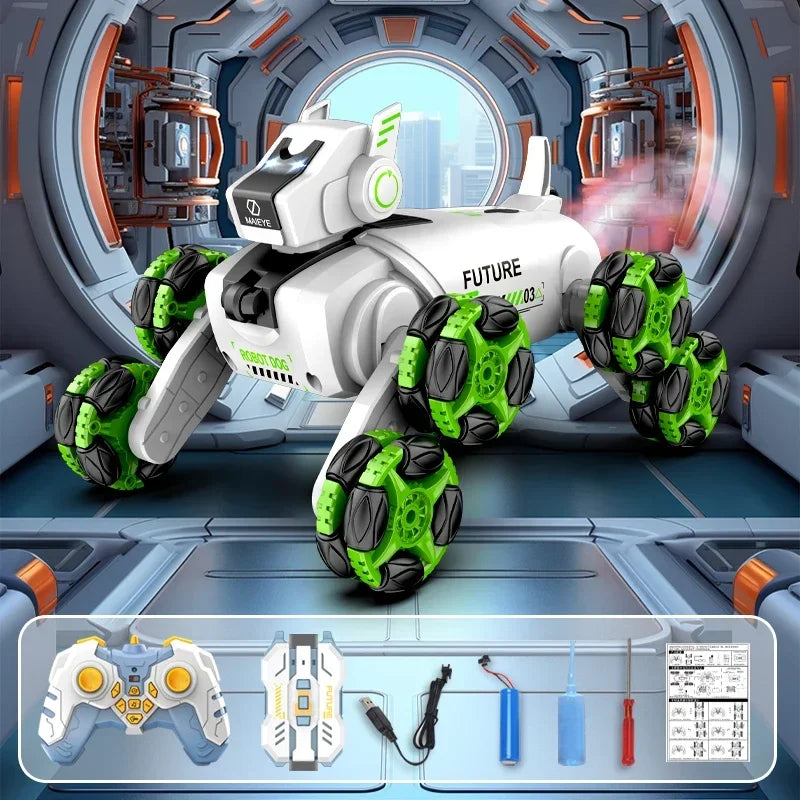 RC Robot Puppy &ndash; Interactive Dual Mode with Music and Stunts green dual