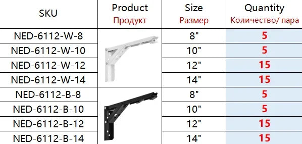 80 par składanych wsporników półkowych metalowych akcesoriów meblowych
