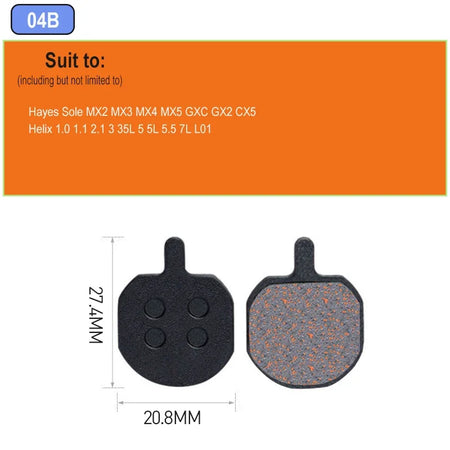 MTB Hydraulic Disc Brake Pads Semi-Metallic 4pcs &ndash; Durable 2pair 04B
