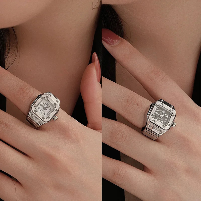 Mini Vintage Finger Ring Watch &ndash; Elegant Fashion Statement for Couples
