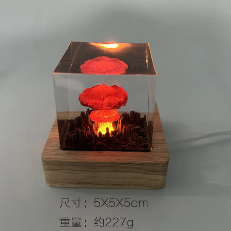 Nuclear Explosion 3D Night Light - USB Rechargeable Mushroom Cloud Lamp for Home Decor