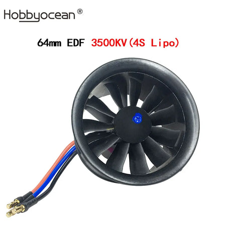 Hobbyocean 64mm EDF Plane with 11-Blade Ducted Fan and 50A ESC for RC Jets Only 3500KV Motor